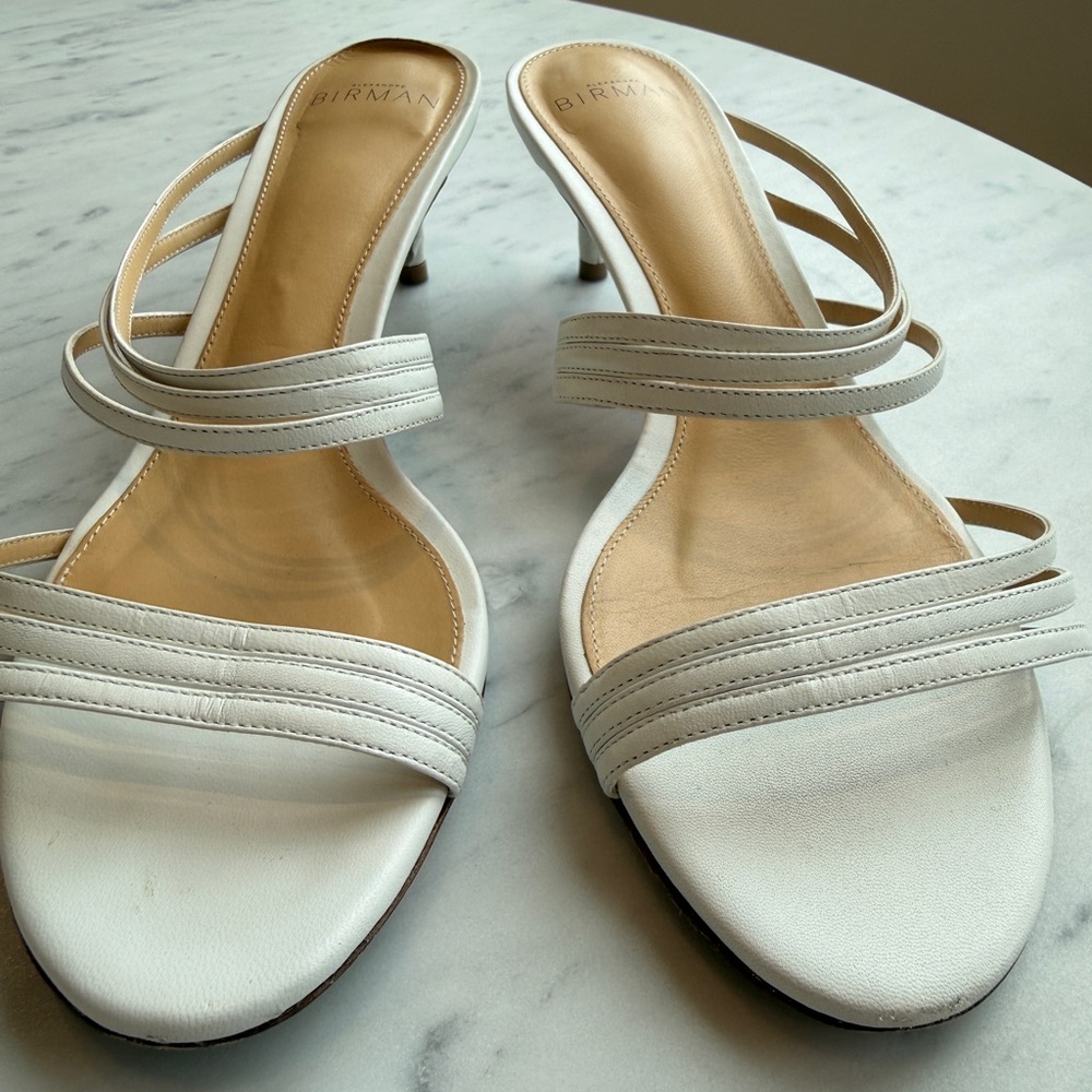 Alexandre Birman White Strappy Mid-Heel Sandals
